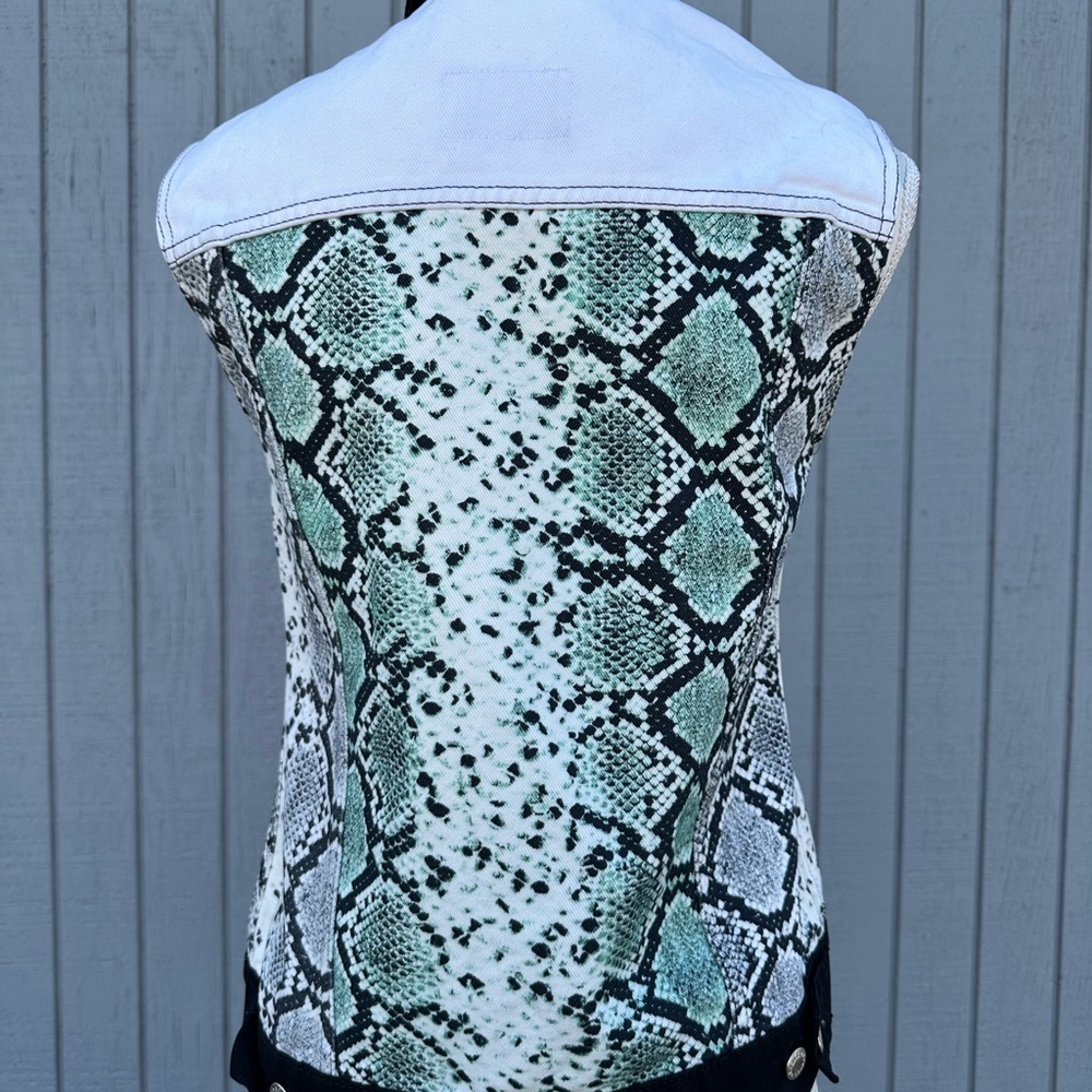 Sandro White Reptile Denim Vest - Picture 8 of 11